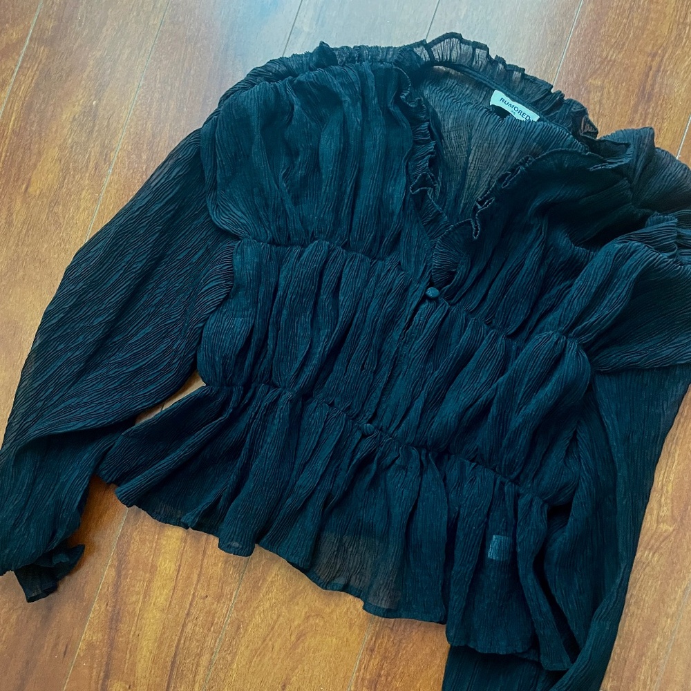 Rumored black ruffle top